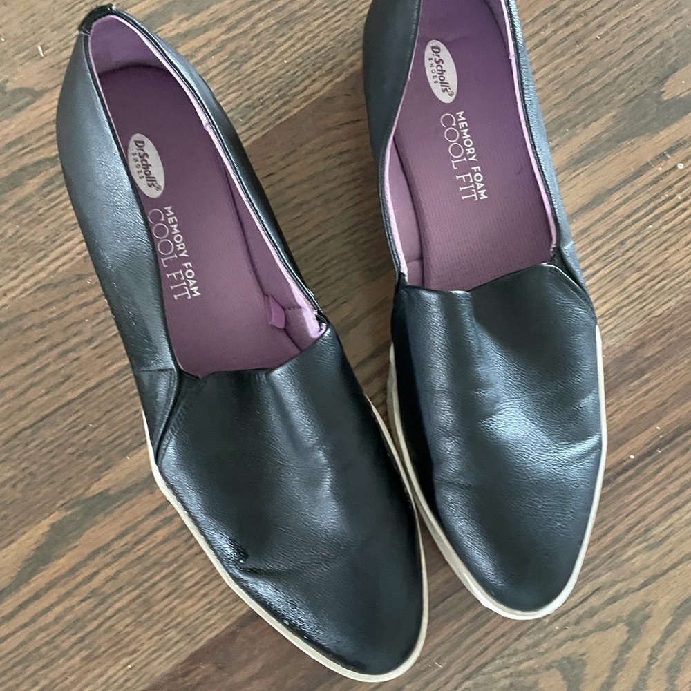 Black pointed toe slip ons size 9